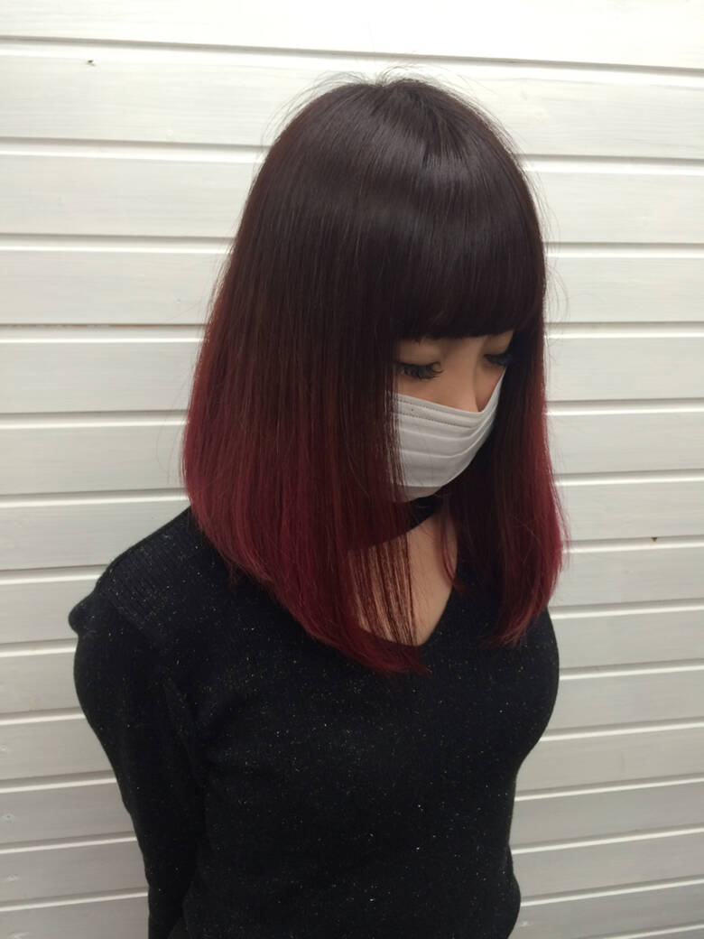 ピンク 黒髪 カラートリートメント ミディアム Hairspaceuniverse Universe 2569 Hair